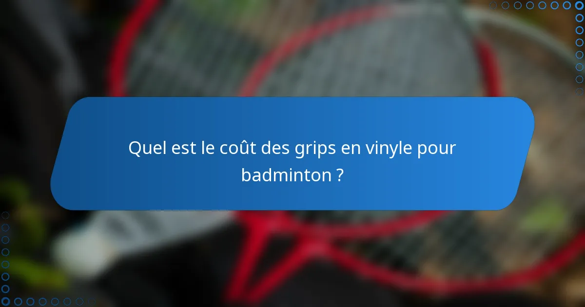 Quel est le coût des grips en vinyle pour badminton ?