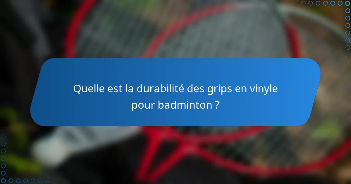 Quelle est la durabilité des grips en vinyle pour badminton ?