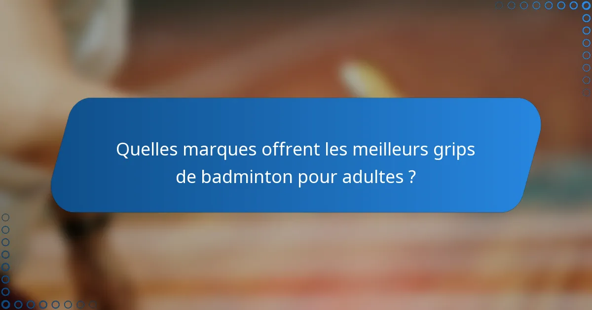 Quelles marques offrent les meilleurs grips de badminton pour adultes ?