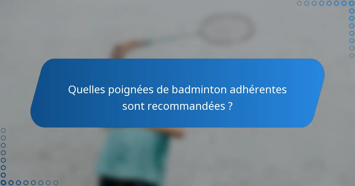 Quelles poignées de badminton adhérentes sont recommandées ?