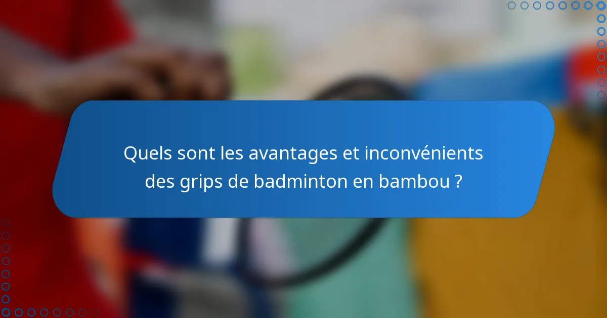 Quels sont les avantages et inconvénients des grips de badminton en bambou ?