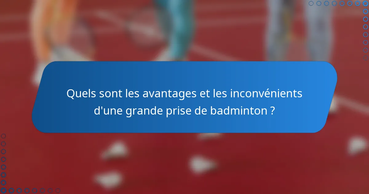 Quels sont les avantages et les inconvénients d'une grande prise de badminton ?